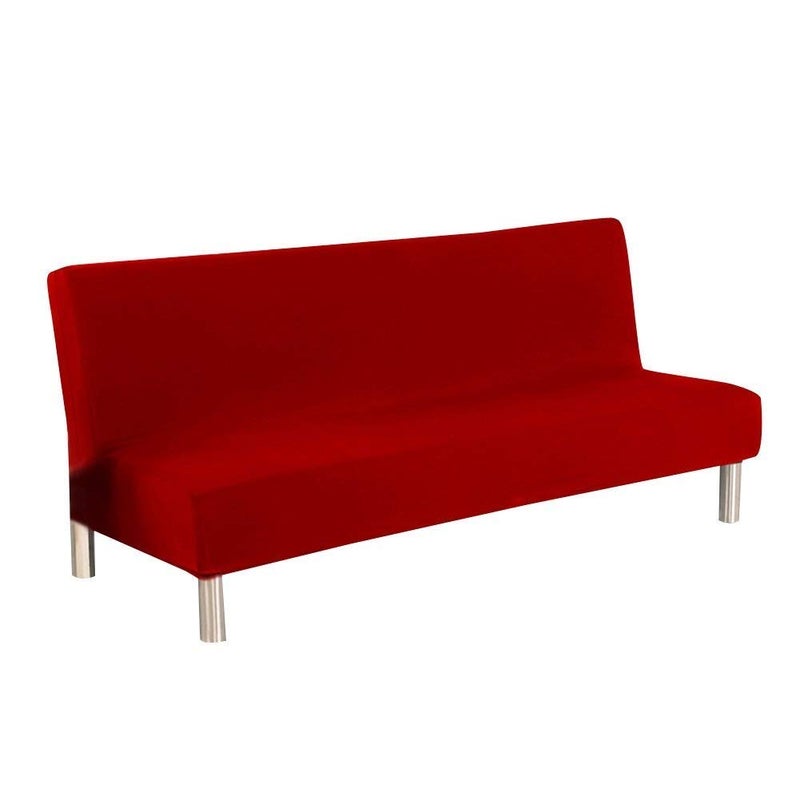 Cornasee Stretch Futon Cover Slipcovers Full Size,Fully Folding Armless Sofa Bed & Couch Protector,Machine Washable (Red) - Image 1